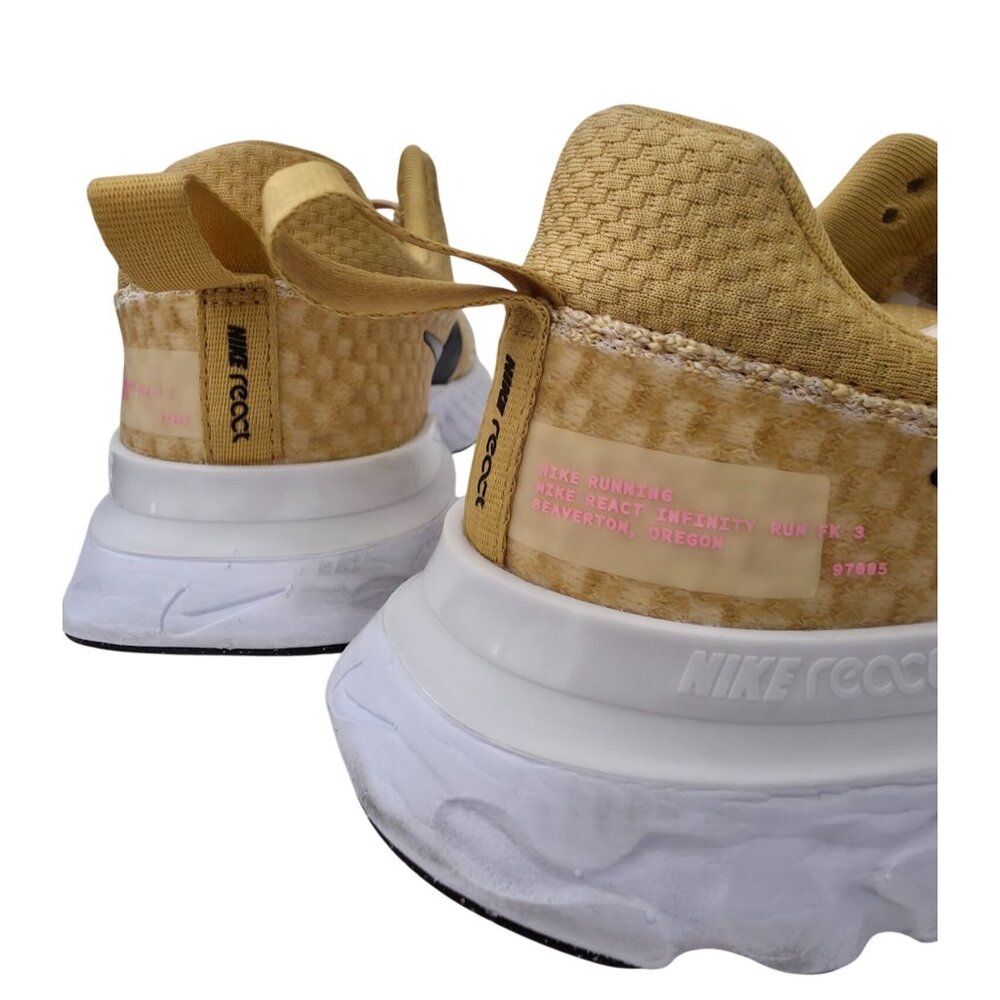 Nike React Infinity Run Flyknit 3 Wheat Gold Running Shoes Women's Size 8.5 - Picture 8 of 10